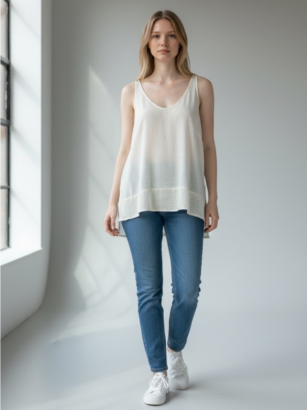 H&M Cream Sleeveless V-Neck tank